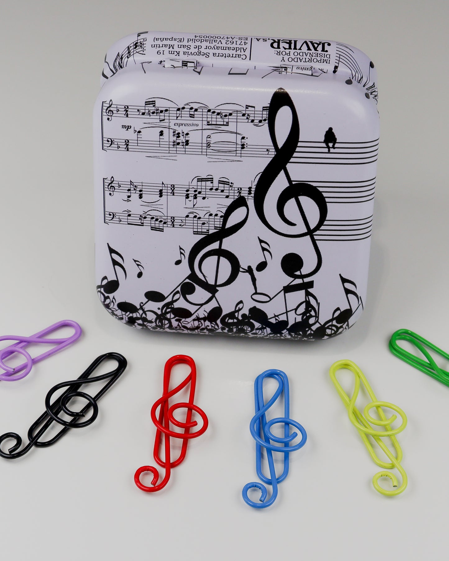 Conjunto de Clips Musicais – Clave de Sol + Caixa Metálica
