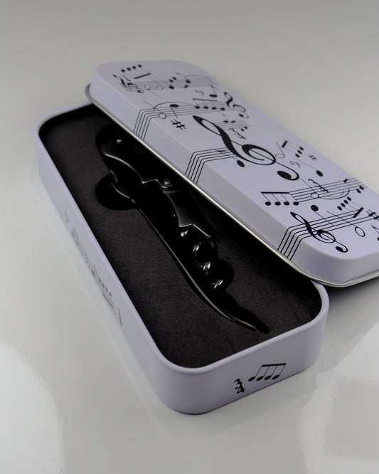 Saca-Rolhas com Caixa Metálica Musical