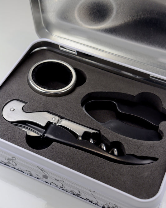 Conjunto de Acessórios de Vinho em Caixa Musical